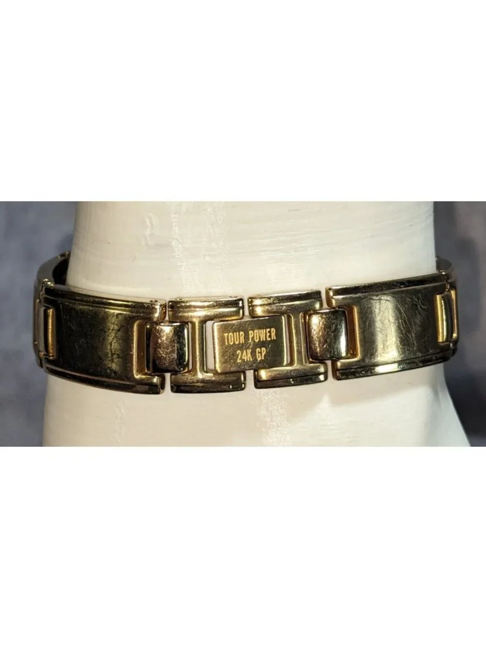 Retro PGA Golf Tour Power 24K Gold Plated Link Bracelet Sport Luxe Jewelry